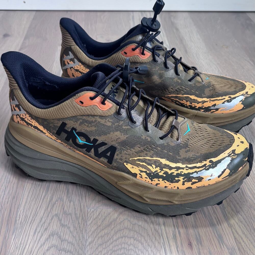 Hoka Stinson 7 Trail Running Sneakers All Terrain Honey Olive Men Size 12 - Picture 4 of 11